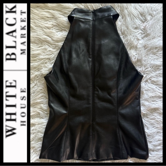 🔥SALE🔥 NWOT White House Black Market Faux Leather Halter Top - Picture 5 of 8